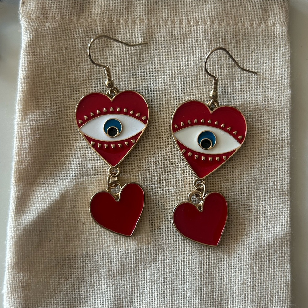 Heart Eye Drop Earrings